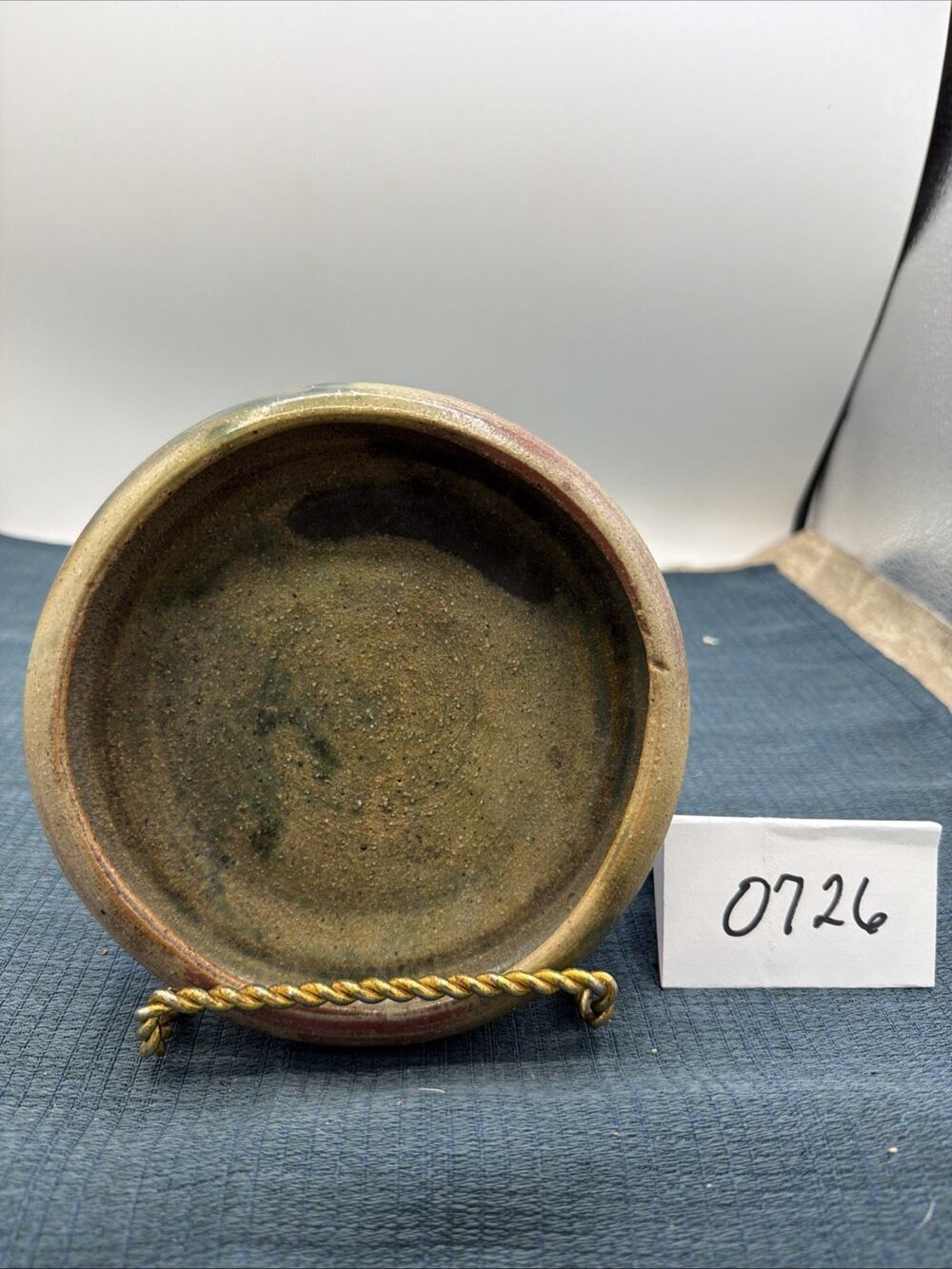 Beautiful Glazed Stoneware Art Pottery Dish Bowl Earth Tones Artist Signed